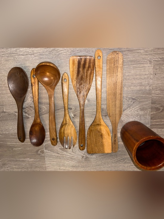 Other - Wooden Kitchen Utensil Set - Natural Brown